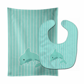 Dolphin Baby Bib & Burp Cloth (Color: Dolphins1, size: 11 x 18)