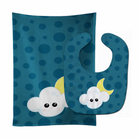 Weather Baby Bib & Burp Cloth (Color: Cloudy Moon Face, size: 11 x 18)