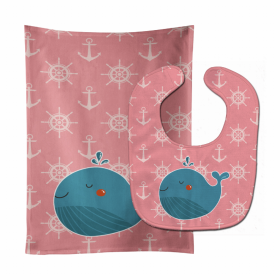 Nautical Baby Bib & Burp Cloth (size: 11 x 18)