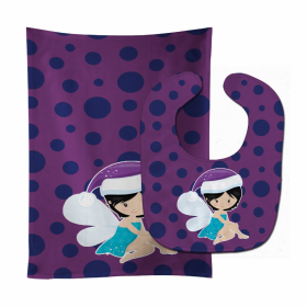 Fairy Baby Bib & Burp Cloth (Color: Black Haired Christmas Fairy, size: 11 x 18)