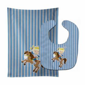 Boy Knight on Horse Baby Bib & Burp Cloth (size: 11 x 18)