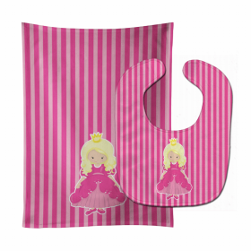 Girl Princess Baby Bib & Burp Cloth (Color: Blonde Girl Princess Belinda, size: 11 x 18)