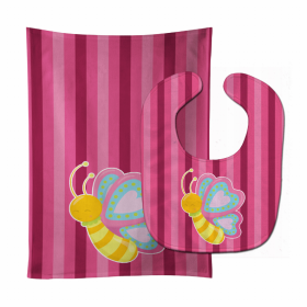 Insect Baby Bib & Burp Cloth (Color: Butterfly Pink, size: 11 x 18)