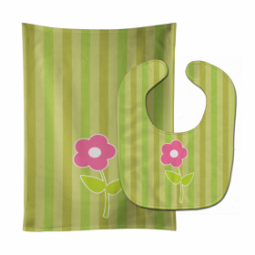 Flower Baby Bib & Burp Cloth (Color: Stripes, size: 11 x 18)