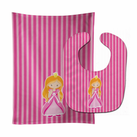 Girl Princess Baby Bib & Burp Cloth (Color: Ginger Girl Princess, size: 11 x 18)