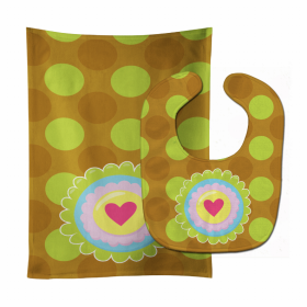 Flower Baby Bib & Burp Cloth (Color: Heart Flower Green, size: 11 x 18)