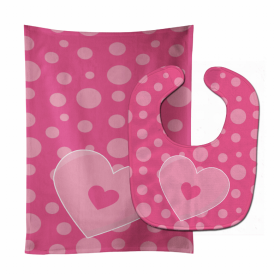 Hearts Baby Bib & Burp Cloth (Color: Polkadots, size: 11 x 18)