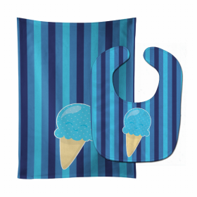 Ice Cream Baby Bib & Burp Cloth (Color: Ice Cream Cone Blue, size: 11 x 18)