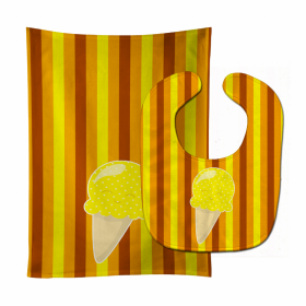 Ice Cream Baby Bib & Burp Cloth (Color: Ice Cream Cone Yellow, size: 11 x 18)