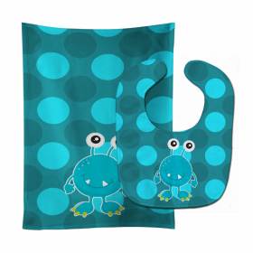 Monster Baby Bib & Burp Cloth (Color: Blue Sugar, size: 11 x 18)