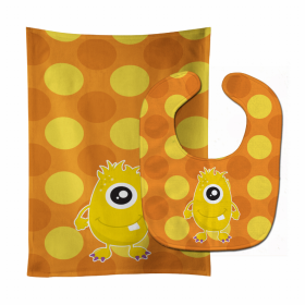 Monster Baby Bib & Burp Cloth (Color: Gold, size: 11 x 18)