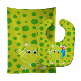 Monster Baby Bib & Burp Cloth (Color: Green, size: 11 x 18)