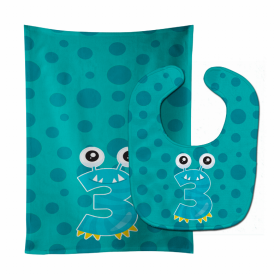 Monster Baby Bib & Burp Cloth (Color: Month 3, size: 11 x 18)