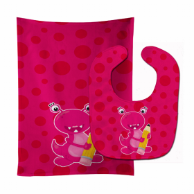 Monster Baby Bib & Burp Cloth (Color: Pink, size: 11 x 18)