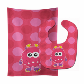 Monster Baby Bib & Burp Cloth (Color: Pink Bly, size: 11 x 18)