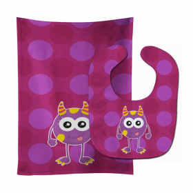 Monster Baby Bib & Burp Cloth (Color: Purple, size: 11 x 18)