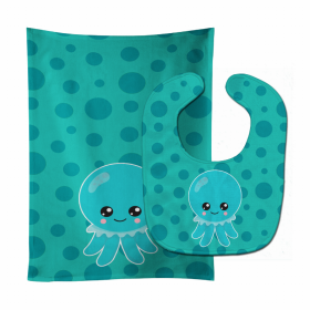 Ocean Baby Bib & Burp Cloth (Color: Blue, size: 11 x 18)