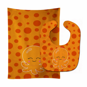 Fish Baby Bib & Burp Cloth (Color: Orange, size: 11 x 18)