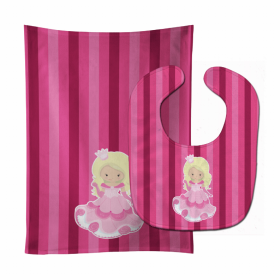 Princess Baby Bib & Burp Cloth (Color: Blonde, size: 11 x 18)