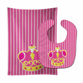 Princess Baby Bib & Burp Cloth (Color: Crown, size: 11 x 18)