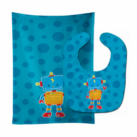 Robot Baby Bib & Burp Cloth (Color: Baby, size: 11 x 18)