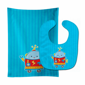 Robot Baby Bib & Burp Cloth (Color: Baby #2, size: 11 x 18)