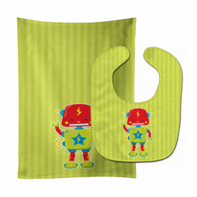 Robot Baby Bib & Burp Cloth (Color: Baby #3, size: 11 x 18)