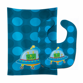 Robot Baby Bib & Burp Cloth (Color: Spaceship, size: 11 x 18)