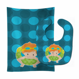 Summer Baby Bib & Burp Cloth (Color: Pool Ginger Boy in Tube, size: 11 x 18)