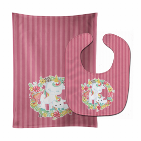 Unicorn Baby Bib & Burp Cloth (Color: Unicorn and Flowers, size: 11 x 18)