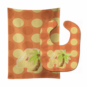 Zoo Baby Bib & Burp Cloth (Color: Month 4 Palm Tree, size: 11 x 18)