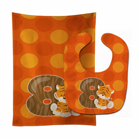 Zoo Animal Baby Bib & Burp Cloth (Color: Month 8 Tiger, size: 11 x 18)