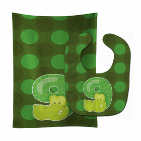 Zoo Animal Baby Bib & Burp Cloth (Color: Month 9 Aligator, size: 11 x 18)