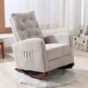 Baby Room High Back Rocking Chair Nursery Chair , Comfortable Rocker Fabric Padded Seat ,Modern High Back Armchair